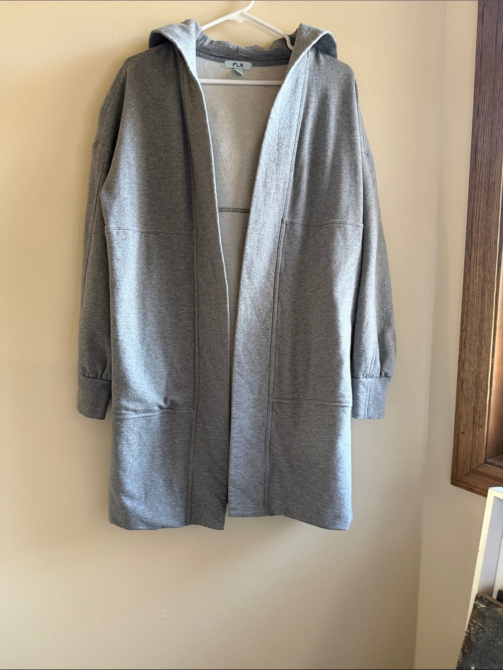 FLX Women’s Cotton Gray Hooded Open Sweatshirt Jacket